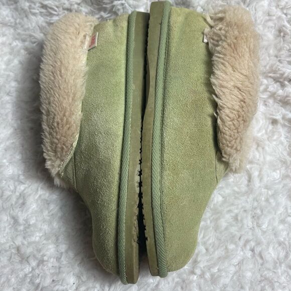 Tamarac leather suede mintGreen sleepers beige shearling lining rubber soles SZ9 - Picture 5 of 10
